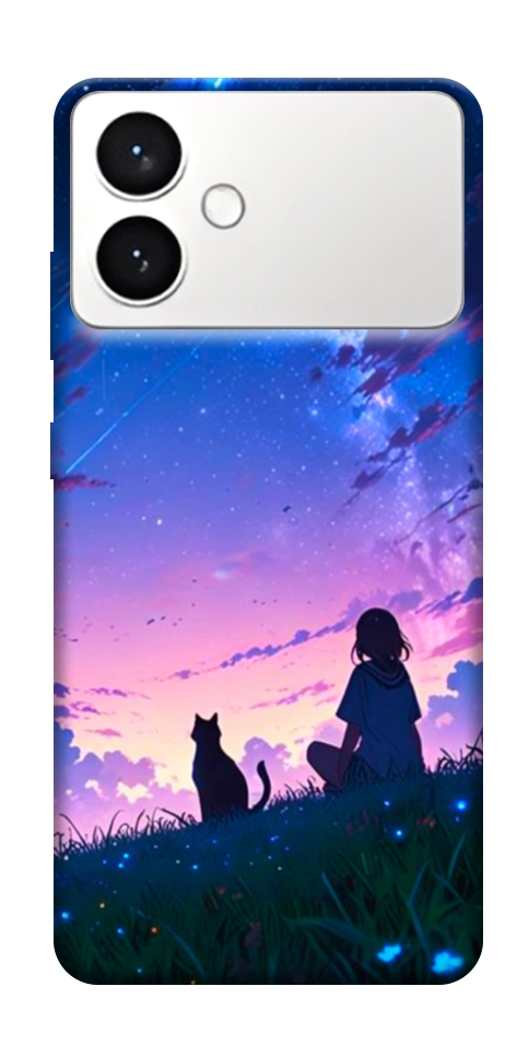 Чехол Space girl and cat для Galaxy S26+