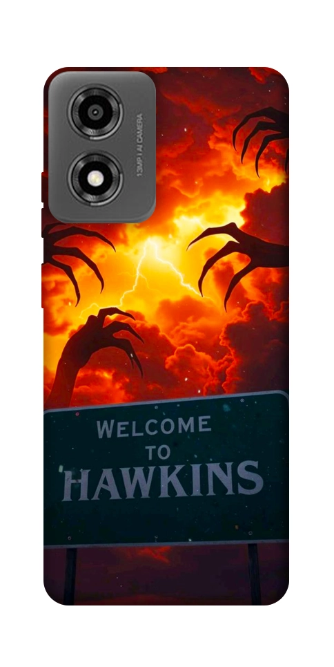 Чехол Welcome to hawkins для Motorola Moto E14