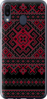 Чехол для Samsung Galaxy M20 Вышиванка 52 (Черный)