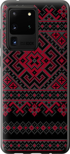 Чехол для Samsung Galaxy S20 Ultra Вышиванка 52 (Черный)