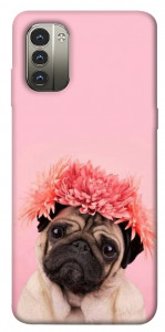 Чохол Мопс із квітами для Nokia G11