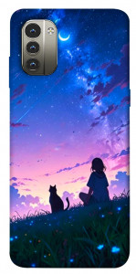 Чохол Space girl and cat для Nokia G11