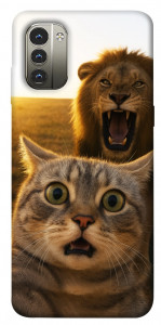 Чохол Shocked cat and lion для Nokia G11