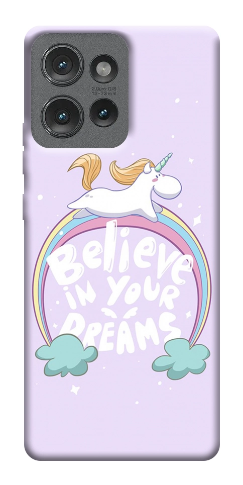 Чохол Believe in your dreams unicorn для Motorola Edge 50
