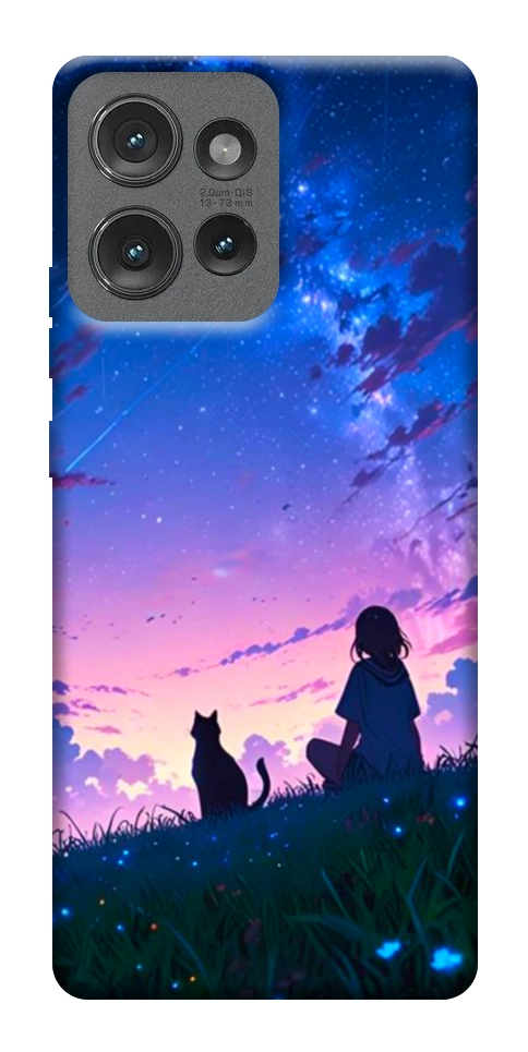 Чехол Space girl and cat для Motorola Edge 50