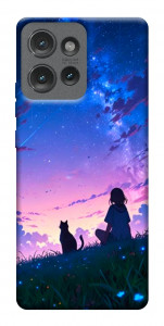 Чохол Space girl and cat для Motorola Edge 50