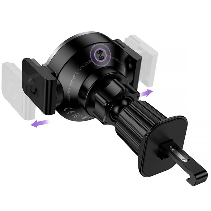 Купити Автотримач з БЗП Hoco HW35 Power 15W (air outlet) (Black) на vchehle.ua