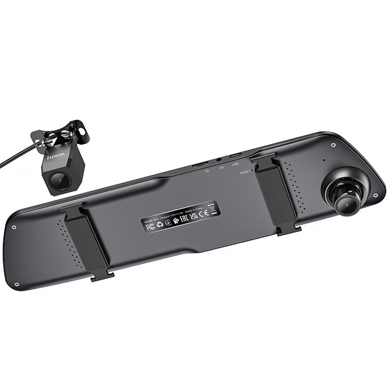 Фото Автомобільний відеореєстратор дзеркало Hoco DV4 4.5-inch display with rear camera (1080P+720P) (Iron gray) в маназині vchehle.ua
