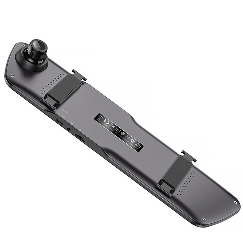 Автомобільний відеореєстратор дзеркало Hoco DV4 4.5-inch display with rear camera (1080P+720P) (Iron gray) в магазині vchehle.ua