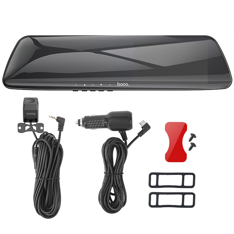 Купити Автомобільний відеореєстратор дзеркало Hoco DV4 4.5-inch display with rear camera (1080P+720P) (Iron gray) на vchehle.ua