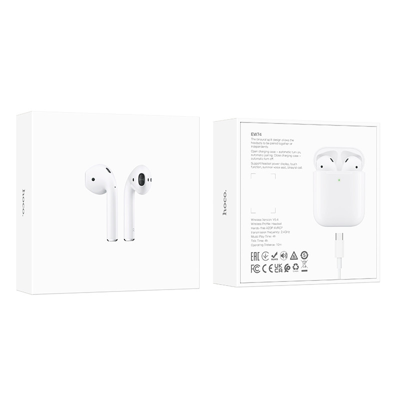 Фото Беспроводные TWS наушники Hoco EW74 (White) на vchehle.ua