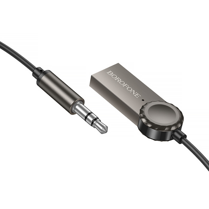 Купить Bluetooth аудио ресивер Borofone BC56 Peaceful (AUX 3.5mm+USB-A) (Metal gray) на vchehle.ua