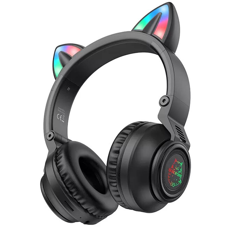 Накладні бездротові навушники Borofone BO18 Cat ear (Чорний)