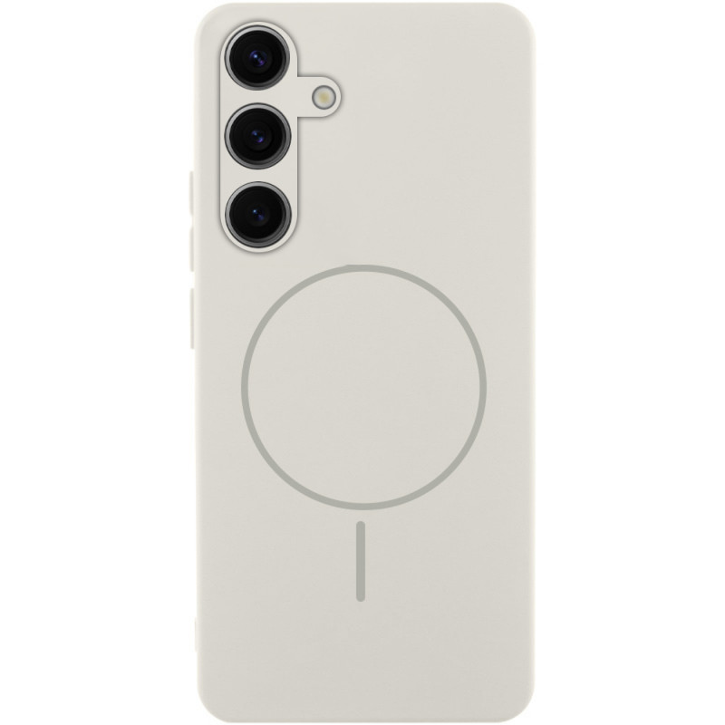 Чехол Silicone Cover Lakshmi Full Camera (AA) with Magnetic Fit для Samsung Galaxy S24 FE (Белый / White)