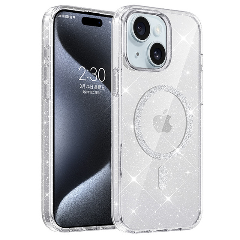 Чехол TPU Eclipse Sparkle Magnetic Fit для Apple iPhone 15 (6.1") (Clear)