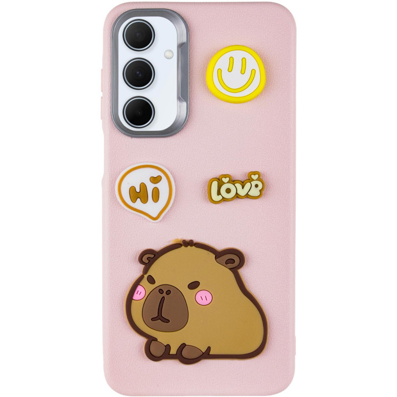 Фото Чохол TPU Leather Toys на Samsung Galaxy S24 FE (Capybara / Pink) в маназині vchehle.ua