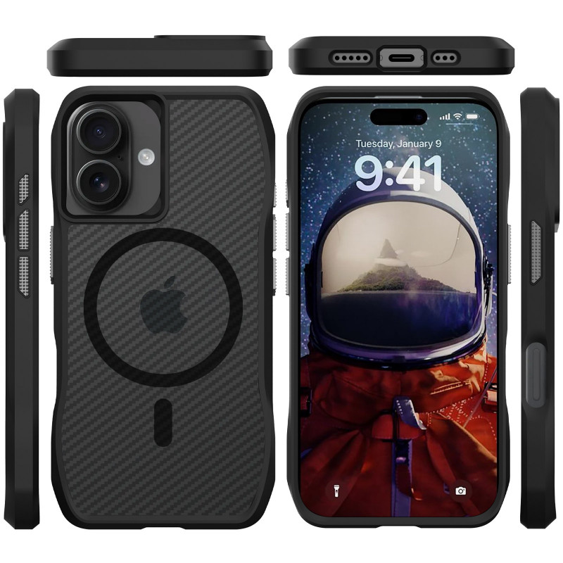 Фото Чохол TPU Octagon with Magnetic Safe на Apple iPhone 17 (6.3") (Carbon Black) в маназині vchehle.ua