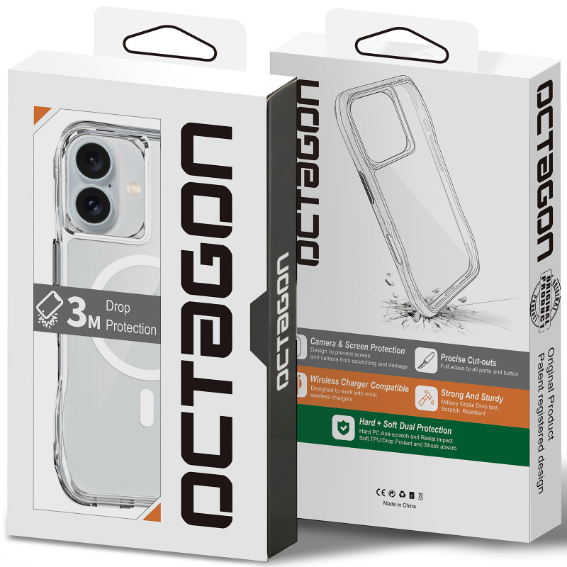 Купити Чохол TPU Octagon with Magnetic Safe на Apple iPhone 17 (6.3") (Clear) на vchehle.ua