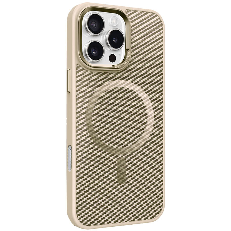 Чехол TPU+PC Carbon Mirage with Magnetic safe для Apple iPhone 16 Pro (6.3") (Antique White)