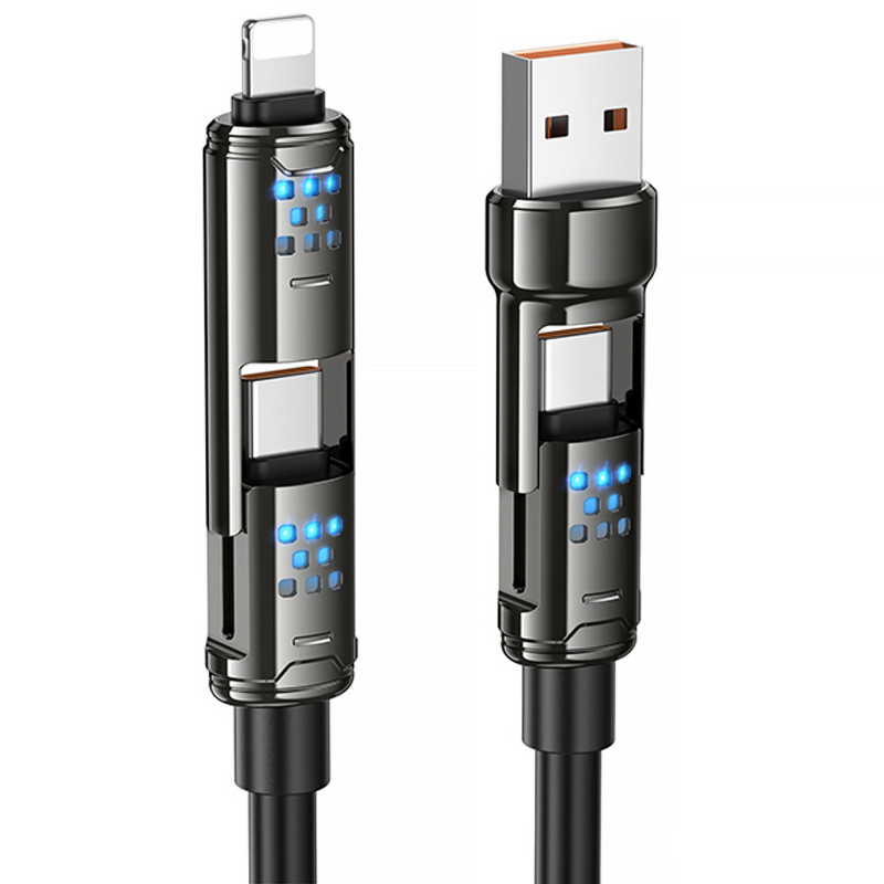Дата кабель Hoco U143 Joy 4in1 USB to Lightning/Type-C to Type-C 240W (1.2m) (Black)