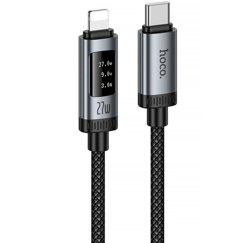 Дата кабель Hoco U148 Lord with display Type-C to Lightning 27W (1.2m) (Black)