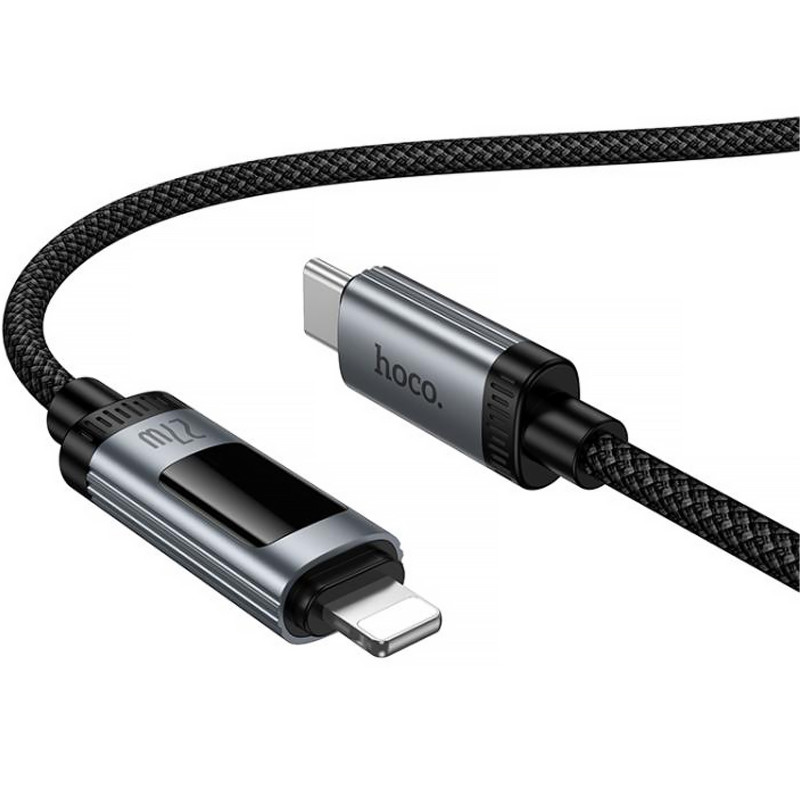 Фото Дата кабель Hoco U148 Lord with display Type-C to Lightning 27W (1.2m) (Black) на vchehle.ua