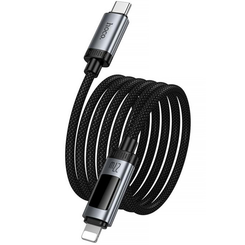 Фото Дата кабель Hoco U148 Lord with display Type-C to Lightning 27W (1.2m) (Black) в магазине vchehle.ua