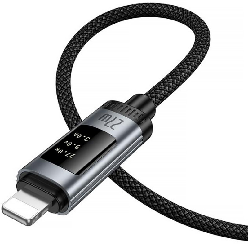 Купить Дата кабель Hoco U148 Lord with display Type-C to Lightning 27W (1.2m) (Black) на vchehle.ua
