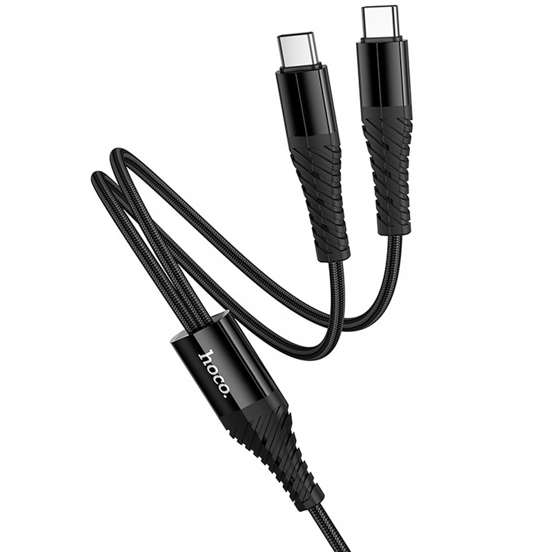 Дата кабель Hoco X123 Victory 2in1 Type-C to Type-C/Type-C 3A (1m) (Black) в магазине vchehle.ua