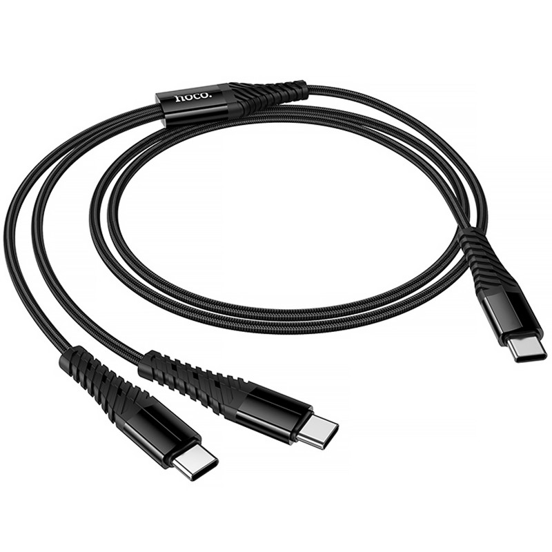 Заказать Дата кабель Hoco X123 Victory 2in1 Type-C to Type-C/Type-C 3A (1m) (Black) на vchehle.ua