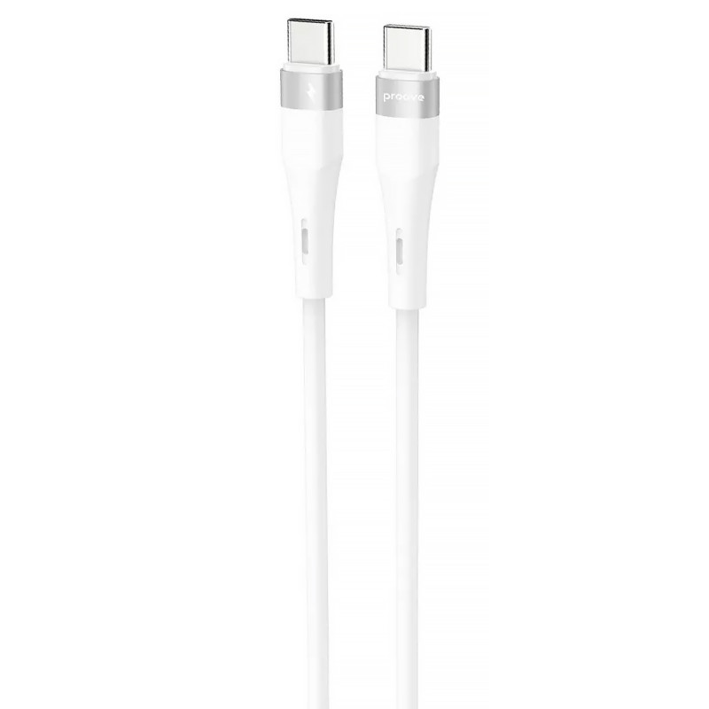Дата кабель Proove Light Silicone Plus Type-C to Type-C 60W (1m) (White)