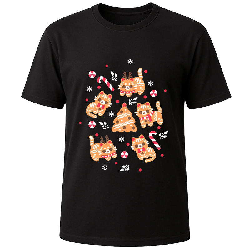 Футболка чорна Gingerbread cats