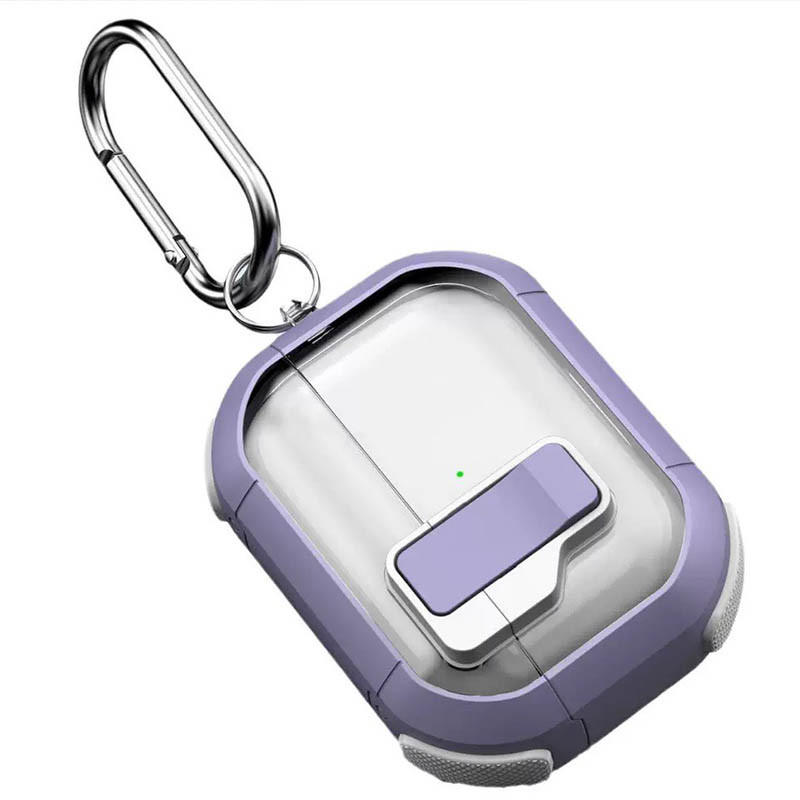Купити Футляр противоударный Locking Button для наушников Airpods Pro (Light Purple) на vchehle.ua