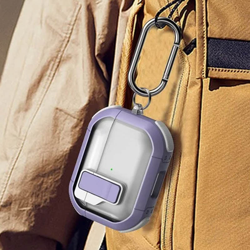 Замовити Футляр противоударный Locking Button для наушников Airpods Pro (Light Purple) на vchehle.ua
