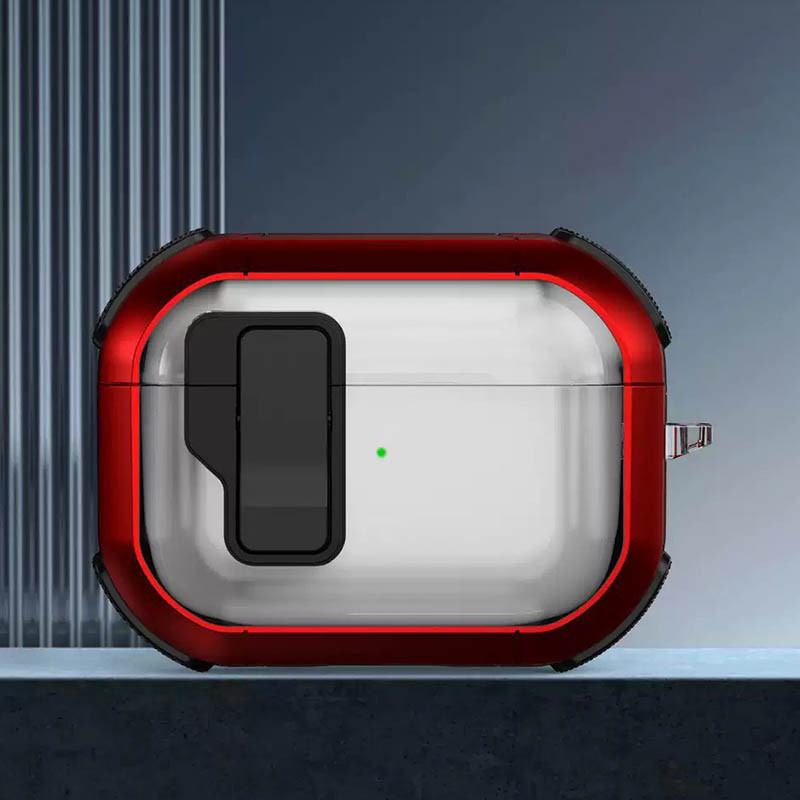 Фото Футляр противоударный Locking Button для наушников Airpods Pro (Red) на vchehle.ua
