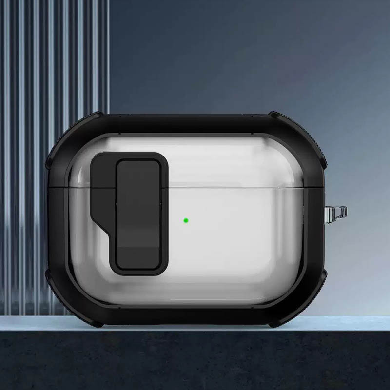 Фото Футляр протиударний Locking Button для навушників Airpods Pro 3 (Black) на vchehle.ua