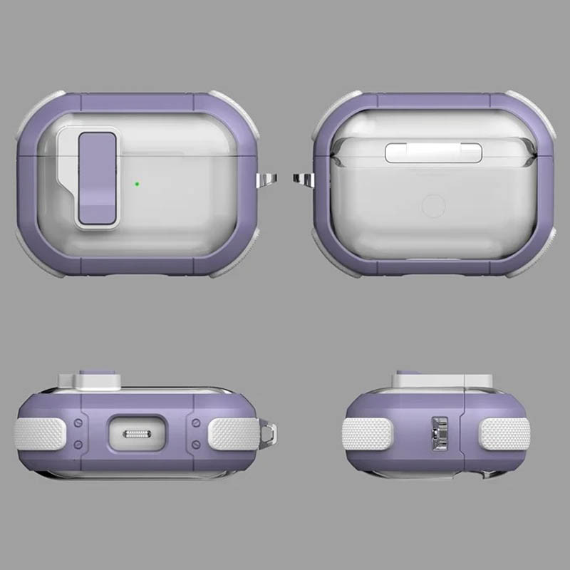 Фото Футляр протиударний Locking Button для навушників Airpods Pro 3 (Light Purple) в маназині vchehle.ua
