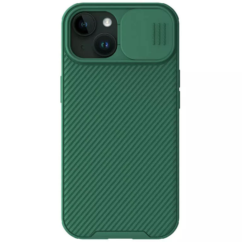 Карбоновая накладка Nillkin CamShield Pro Magnetic для Apple iPhone 15 (6.1") (Deep Green)