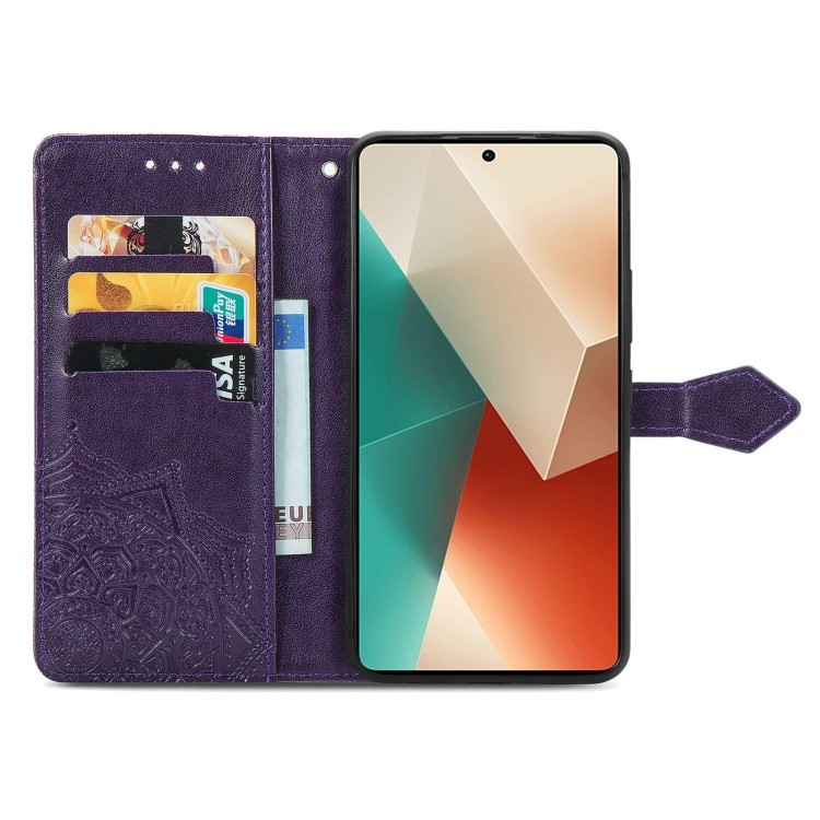 Купить Кожаный чехол-книжка Art Case с визитницей для Xiaomi Redmi Note 13 5G (Фиолетовый) на vchehle.ua