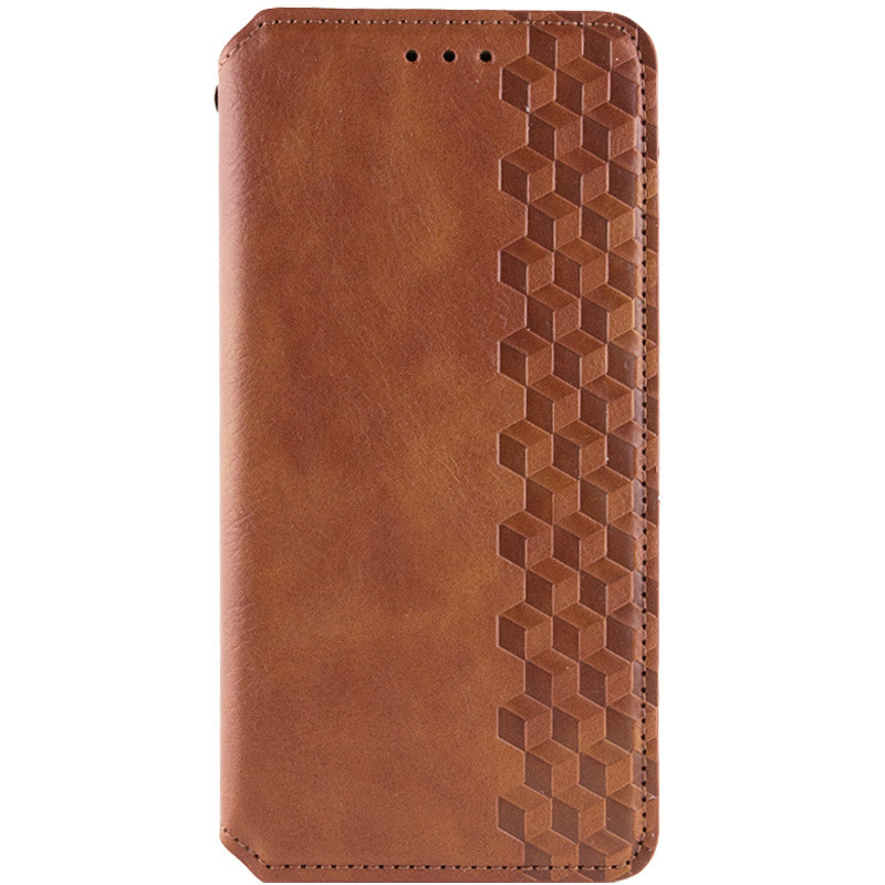 Кожаный чехол-книжка GETMAN Cubic (PU) для Xiaomi Redmi Note 13 4G (Коричневый)