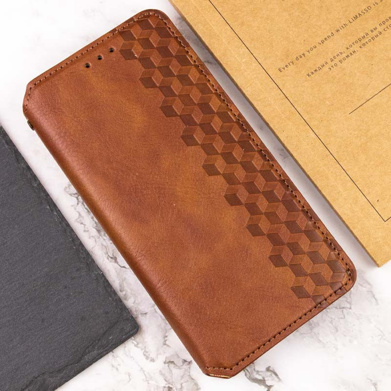 Купить Кожаный чехол-книжка GETMAN Cubic (PU) для Xiaomi Redmi Note 13 4G (Коричневый) на vchehle.ua