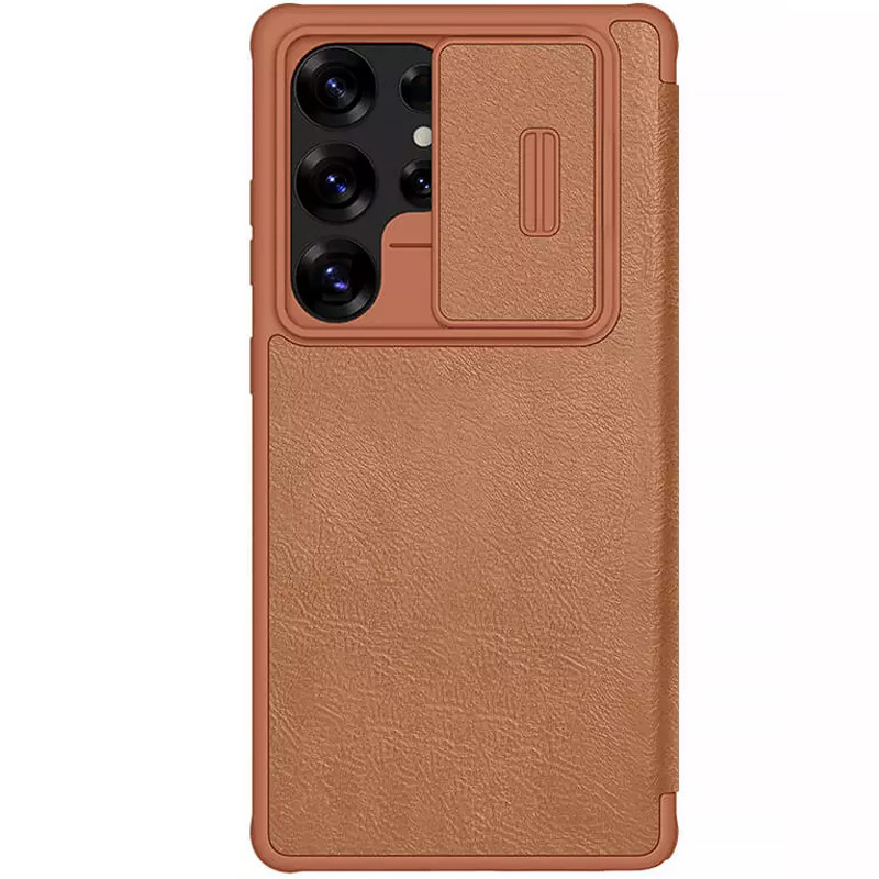 Фото Шкіряний чохол-книжк Nillkin Qin Pro Camshield на Samsung Galaxy S25 Ultra (Коричневий) на vchehle.ua
