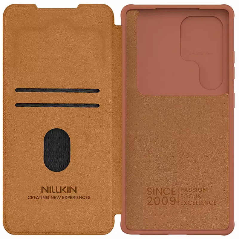 Шкіряний чохол-книжк Nillkin Qin Pro Camshield на Samsung Galaxy S25 Ultra (Коричневий) в магазині vchehle.ua
