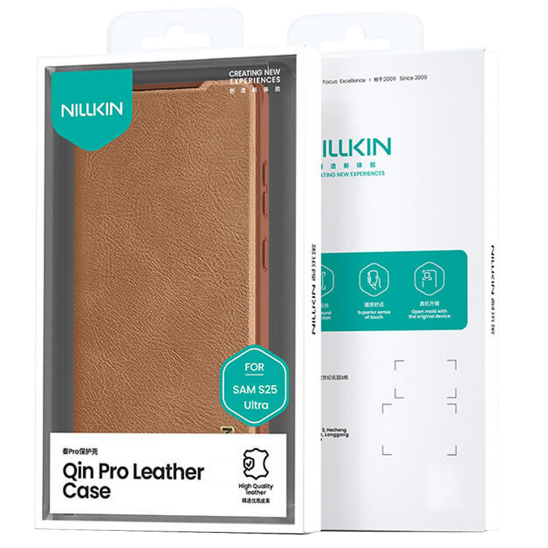 Купити Шкіряний чохол-книжк Nillkin Qin Pro Camshield на Samsung Galaxy S25 Ultra (Коричневий) на vchehle.ua