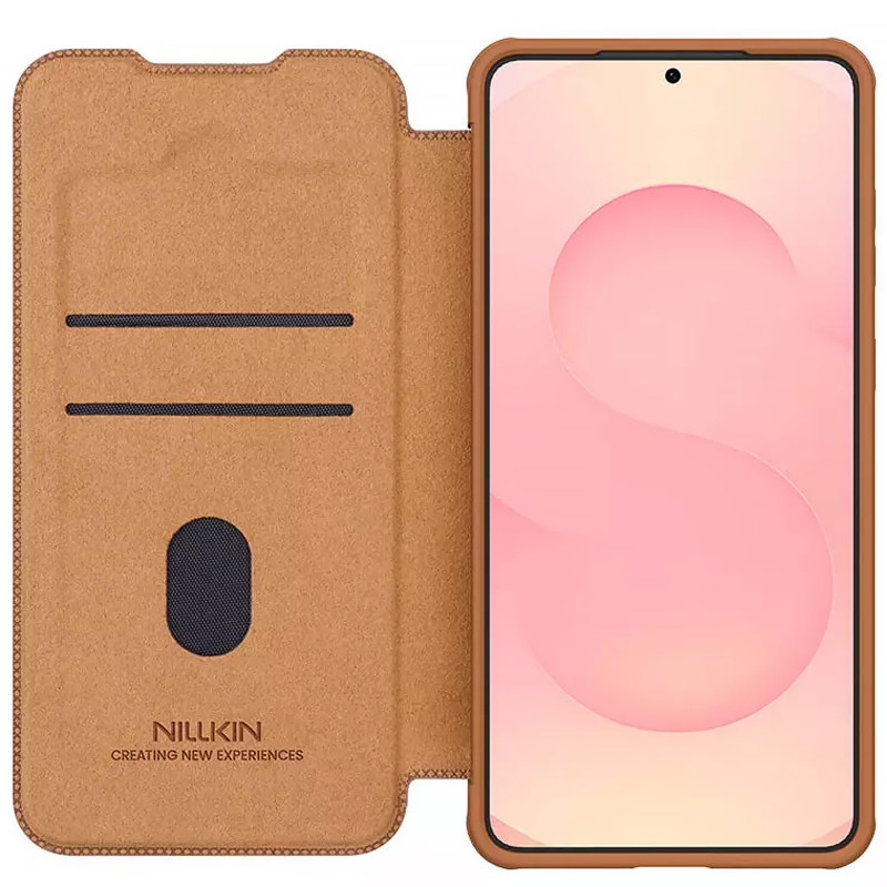 Шкіряний чохол-книжк Nillkin Qin Pro Camshield на Samsung Galaxy S25 Edge (Коричневий) в магазині vchehle.ua