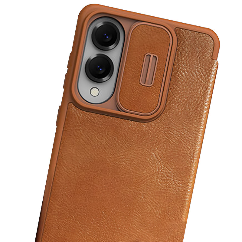 Замовити Шкіряний чохол-книжк Nillkin Qin Pro Camshield на Samsung Galaxy S25 Edge (Коричневий) на vchehle.ua