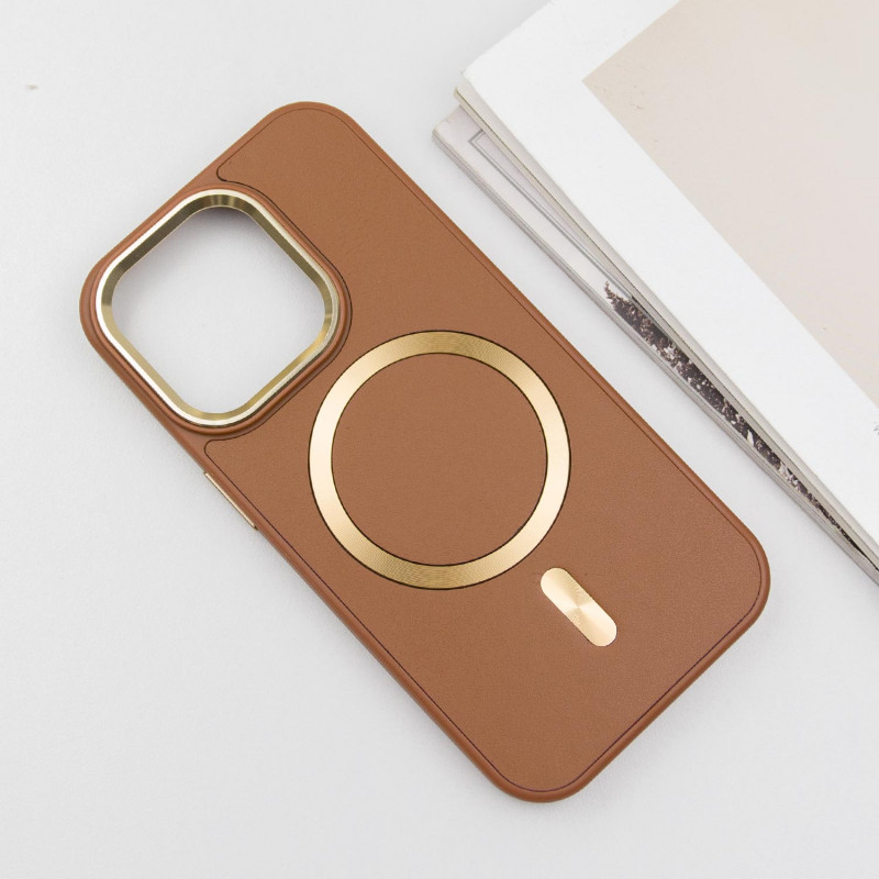 Кожаный чехол SnapCase with Magnetic Safe для Apple iPhone 15 Pro (6.1") (Brown) в магазине vchehle.ua