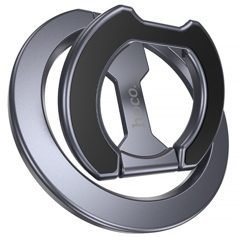 Фото Магнітний утримувач для телефону Hoco GH9 Double-ring (Metal gray) в маназині vchehle.ua