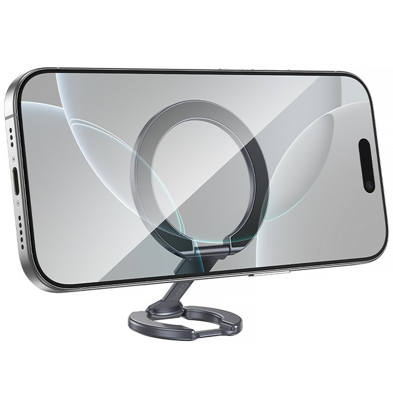 Магнітний утримувач для телефону Hoco GH9 Double-ring (Metal gray) в магазині vchehle.ua