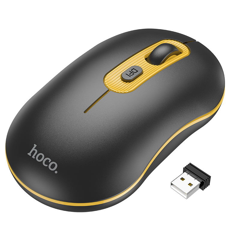 Мышь беспроводная Hoco GM21 Platinum 2.4G (Black Yellow)